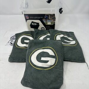 Green Bay Packers NFL CORNHOLE BEAN BAGS SET 4 W/ Handled‎ Case